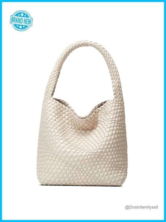 Handbags - Handwoven Vegan Leather Tote Bag with Magnetic Closure and Detachable Clutch